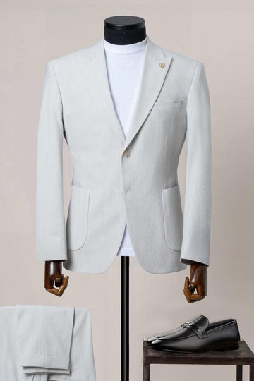 Summer Beach Linen Peaked Lapel Simple Wedding Suit