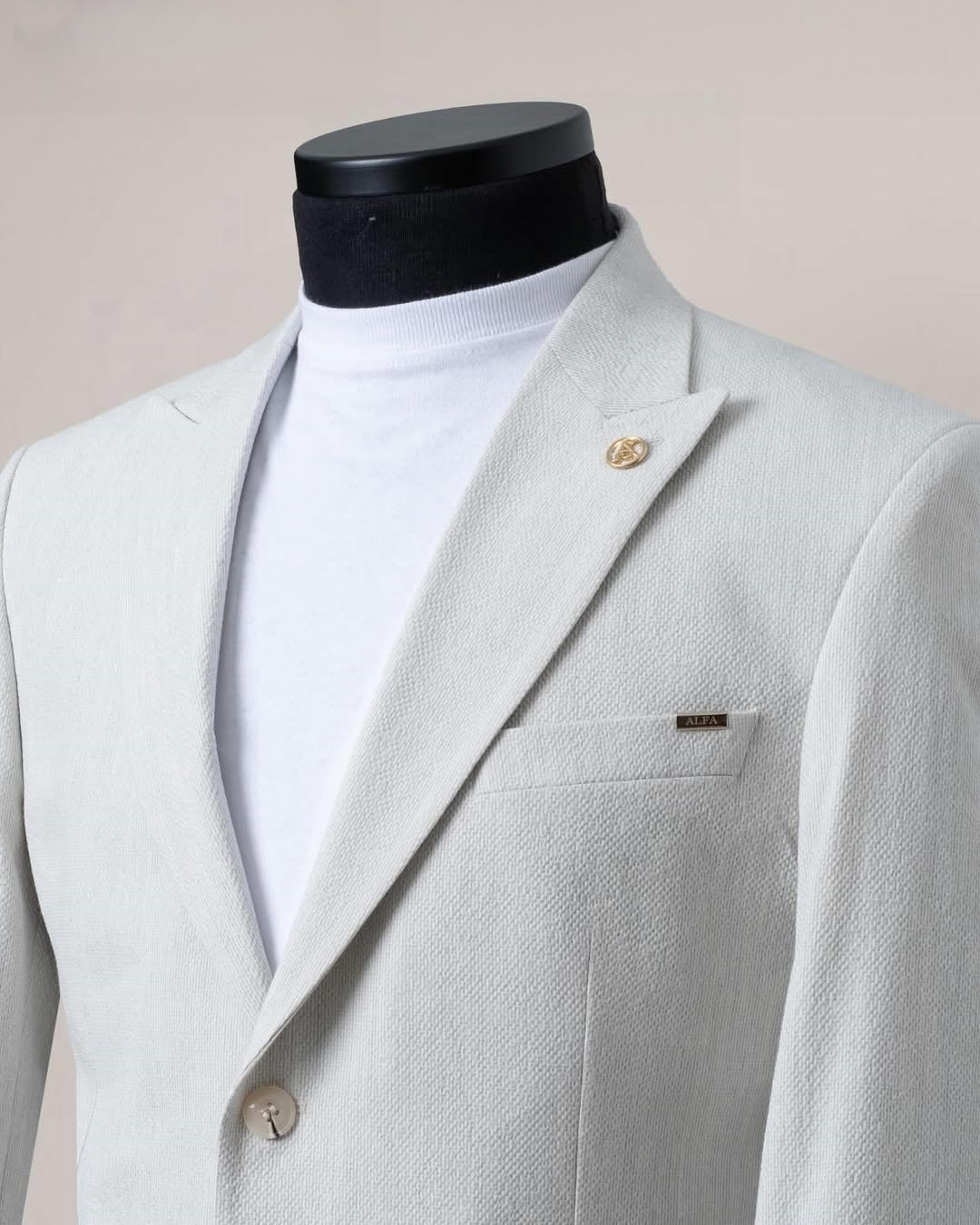 Summer Beach Linen Peaked Lapel Simple Wedding Suit