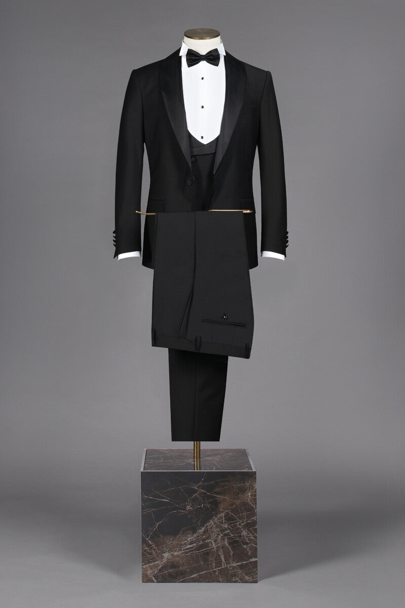 Classic Black Shawl Lapel 3-Piece Bespoke Wedding Groom Suits