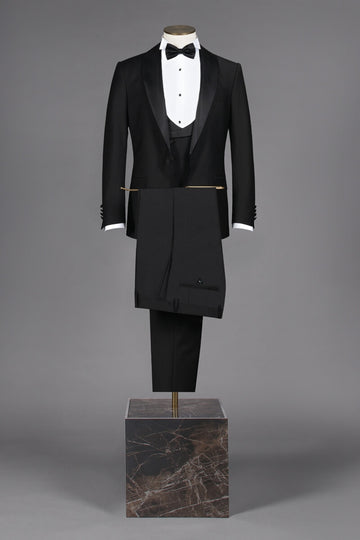 Classic Black Shawl Lapel 3-Piece Bespoke Wedding Groom Suits