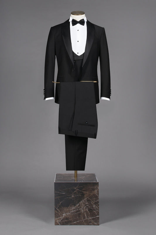 Classic Black Shawl Lapel 3-Piece Bespoke Wedding Groom Suits