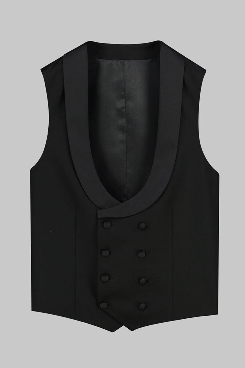 Classic Black Shawl Lapel 3-Piece Bespoke Wedding Groom Suits