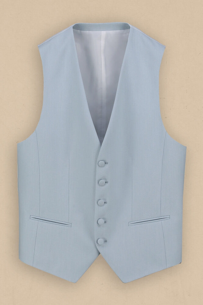 Chic Sky Blue Peak Lapel 3-Piece Business Suits