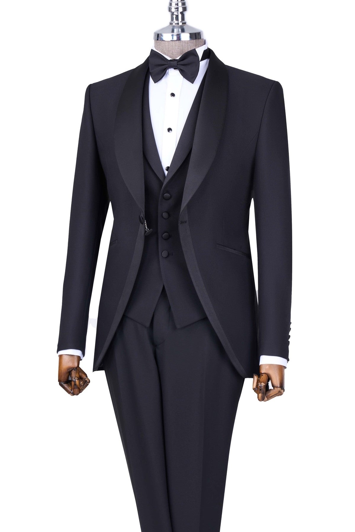 Black 3-Piece Shawl Lapel Men Suits for Groom
