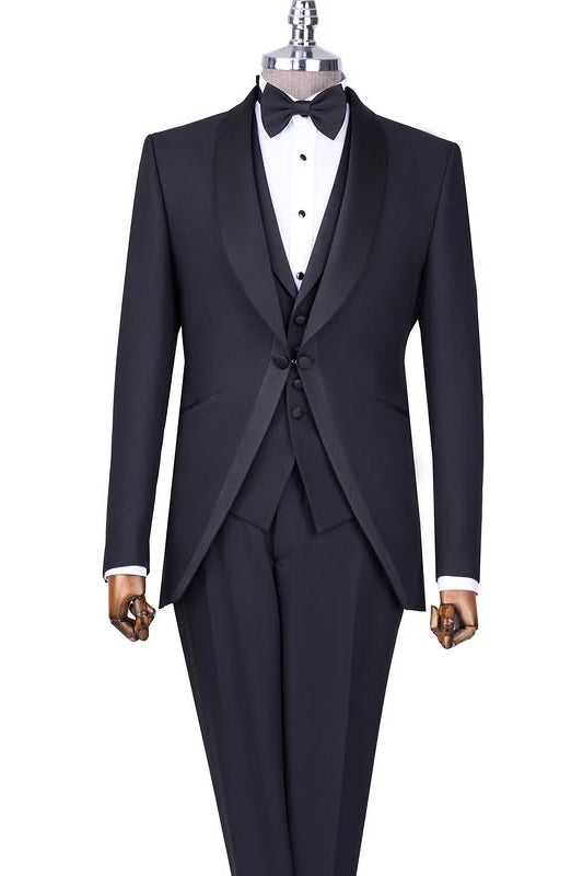 Black 3-Piece Shawl Lapel Men Suits for Groom