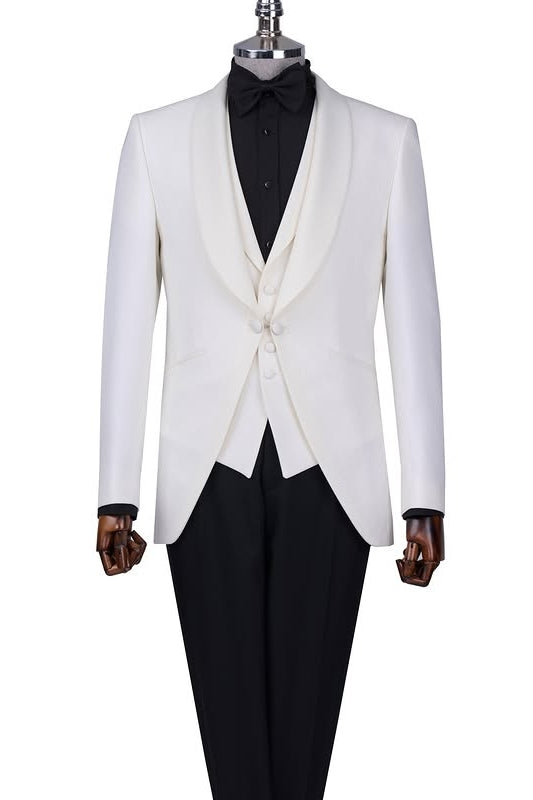 White 3-Piece Shawl Lapel Men Suits for Groom