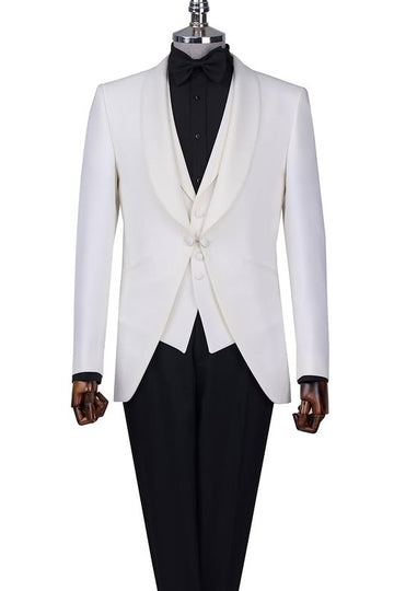 White 3-Piece Shawl Lapel Men Suits for Groom