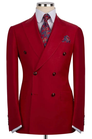 Red Double Breasted Formal Men Suit