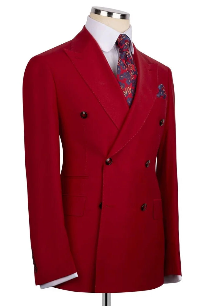 Red Double Breasted Formal Men Suit